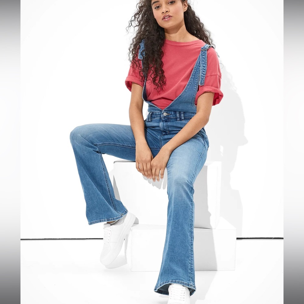 American Eagle Denim Flare Overalls 10 - Picture 11 of 12